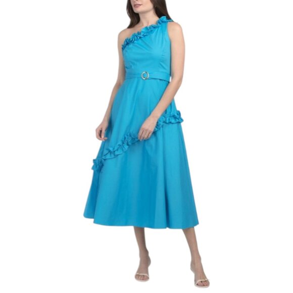 TAYLOR One Shoulder Ruffle Trim Maxi Dress - Picture 1 of 2